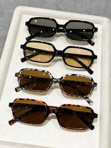 4 piezas Gafas de mujer de estilo moderno y sencillo con marco completo de plástico multicolor, accesorios de moda casual para mujer, esenciales para volver a la escuela, lectura y negocios - Multicolor - Ver 5