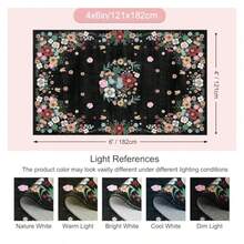 MOSISO 121x182cm/4x6ft Alfombra para Sala de EstarSuave Antideslizante Racimos de Flores Alfombras de Pelo Corto Lana Sintética Rectangular Lavable Área Tapetes para Dormitorio Comedor Hogar Negro - Rectangular de 4x6 - Ver 2