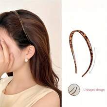 1件极简豹纹亚克力U型眼镜头箍，小众设计，四季皆宜，休闲日常佩戴 - 彩色 - 查看 3