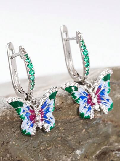 1 Đôi bông tai dáng dài đính đá Cubic Zirconia lãng mạn dành cho nữ, thích hợp làm quà tặng đám cưới, lễ đính hôn, kỷ niệm, tiệc tùng, quà Valentine.