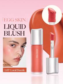 JOOCYEE Rubor líquido de piel de huevo, tinte suave, se mezcla sin problemas, aplicación precisa, crea un aspecto de maquillaje radiante - #L07 Coral Dazzle - Ver 1