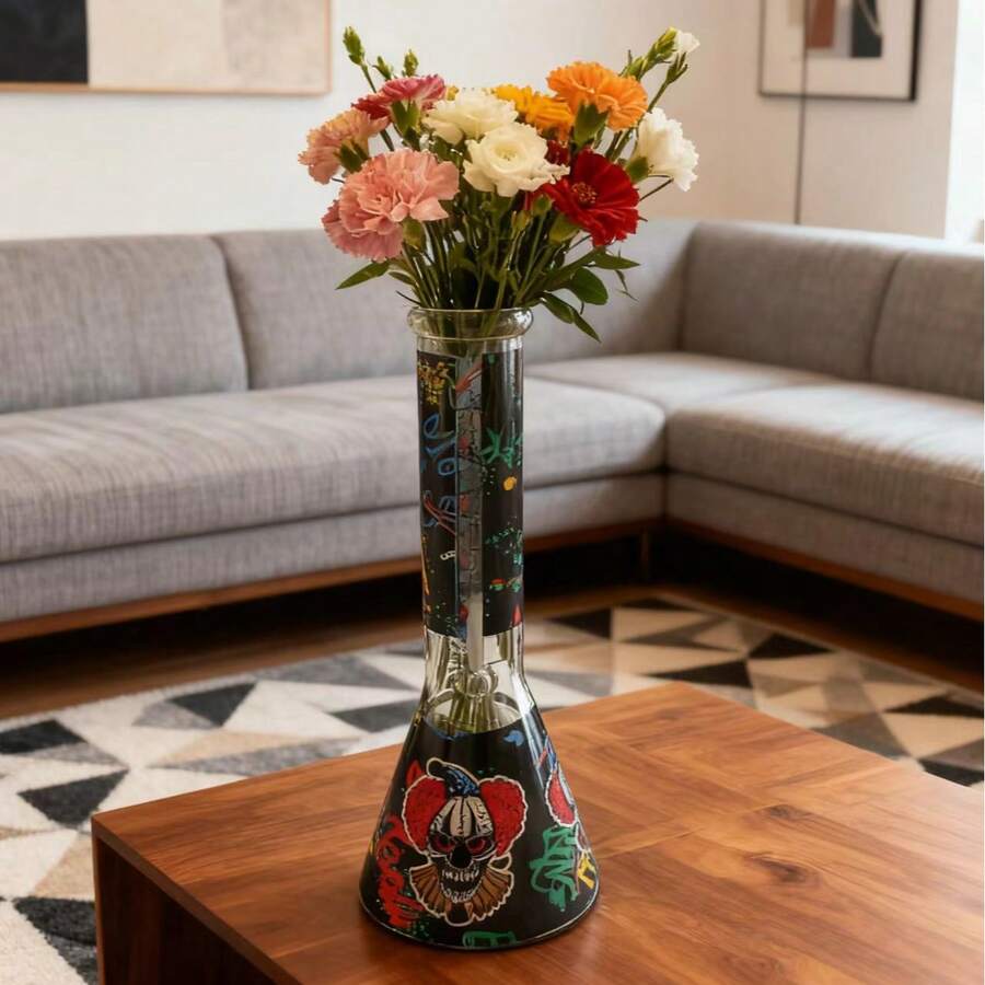 1个26厘米高玻璃花瓶,手工装饰花瓶,设计精美 - A - 查看 1