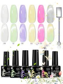 新款推荐透明指甲油，春夏糖果色指甲油+通用水晶猫眼贴+磁条，温和多用途UV凝胶指甲油。高饱和度亮泽，持久耐用，适合美甲沙龙DIY或作为女士礼物。 - 彩色 - 查看 10