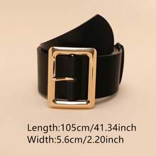 1 Pink Women's Fashionable Wide Belt With Gold Square Buckle  Casual Accessory Suitable For Daily Commuting, Street Parties, Mother's Day Gifts - trắng - Xem 3