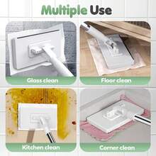 6pcs Set, Includes 1 Hands-Free Auto Floor Mopping System + 5 Cleaning Cloths, One-Click Cloth Replacement, Made Of Durable ABS Material, Space-Saving Design, Compatible With Standard Cleaning Cloths, Suitable For Kitchen - 1 Mop + 5 Towels - View 8