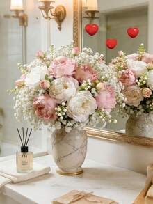 22pcs Artificial Peony Flowers With Stems, Baby's Breath Artificial Flowers, Suitable For Wedding Party Decor, Cake Decor, Home Living Room Dining Table Decor, Fake Plants, Autumn Decor, Room Decor, Desk Decor, Garden Decor, Home Decor, Back To School Supplies - Multicolor - View 11