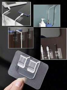 10/20/30pcs Waterproof Transparent Plastic Hooks Set, Wire Clips - Suitable For Car Mats, Bathroom Storage, Outdoor String Lights, Cable Management - Clear - View 1