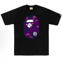BAPE Men's Classic Ape Head Camo T-Shirt - Premium Cotton, Variety Of Colors - Đen Tím - Xem 5