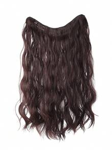 20英寸V型夹式接发片，黑棕色，自然波浪卷合成纤维假发片 - 彩色 - 查看 13