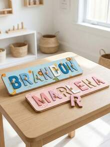 Custom Wooden Name Sign, Personalized Alphabet Wall Decor, Customizable Room Decoration, Customizable Unique Thoughtful Present For Birthdays, Cartoon Animal Style, Decorative Home - Style a - View 2