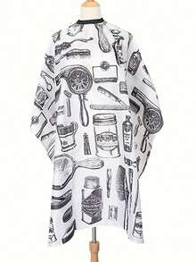 Professional High-Quality Hair Cutting Cape, With Adjustable Neck Closure And Anti-Static Fabric - Fashionable Black & White Cutting Tool Pattern - Suitable For Salon And Home Use, Home Haircutting Tool - Multicolor - View 12