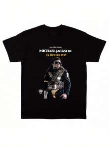 2026 Classic Michael Jacksons King Of Pop Rip Rap Style T Shirt Black Crew Slogan Bodybuilding Top Boyfriend Style Casual Wear Suitable For AllSeasons Graphic Tee Men Playera De Hombre T-Shirts For Men,Jackson Glove Graphic T-Shirt,Men's And Women's Sports Leisure Tee,Y2k Summer  Vacation Clothes, T Shirts For Men's And Women's Graphic Tee Lightweight Breathable 100%Cotton T Shirt -  Regular Fit Round Neck Casual Casual Attire - , Casual Shortsleeved Round Neck Summer Tops, Mediumstretch Fabric, Comfortable Fit For All Seasons, Tshirt With Unique Pattern , Relaxed Fit, Free Shipping - 黑色18 - 查看 1