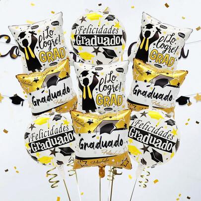 9pcs Graduation Balloon Set, Includes Graduation Cap Balloons, Star Balloons, Graduation Cap Round Balloons, Suitable For Graduation Ceremony Party Decoration, Classroom Atmosphere Decoration Balloons, 2026 Graduation Party, Elementary, High School, College Graduation Celebration Party Supplies, Class Graduation Party, Birthday Party, School Events And Campus Decoration
