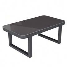 Corner Garden Furniture Set, 6 Seats, Braided Armrests And Backrests, Galvanized Steel Tube Frame, Including A Corner Sofa And A Coffee Table, Beige Colour. - Grey - View 4