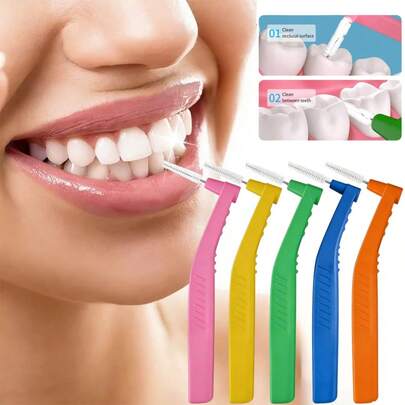 20pcs Interdental Brushes, For Cleaning Teeth Gaps, Cleaning Tools, Soft Mini Toothbrush With Dust Cover + 3D Dental Floss