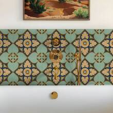 Bohemian Floral Pattern Reinforced Adhesive Thick Matte Peel And Stick PVC Floor/Wall Sticker, Vintage Distressed European Tile Decal For Kitchen, Bathroom, Laundry Room, RV - Ideal For DIY 7.9" X 7.9" - Style A - View 3