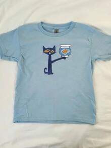 Pete Baby Tee, Vintage Fishbowl AHS Style 90s Y2K Pinterest Childhood Aesthetic Retro Graphic Top Baby Tee-Loose-Fit Easy Relaxed Style, - 淺藍色 - 查看 1