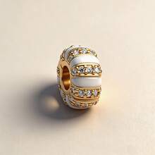 Hạt charm mạ vàng lấp lánh, phù hợp với vòng tay kiểu rắn nguyên bản, dây chuyền để tự làm trang sức bạc 925, quà tặng trang sức cho nữ, con gái. - Vàng - Xem 19