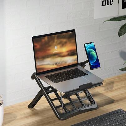 1pc Adjustable Laptop Stand, Fits 10-17 Inch Laptops & Tablets, Ergonomic Design With Multiple Height & Angle Adjustments, Ventilated Cooling, Foldable & Portable For Students, Office Workers, Programmers, Gamers