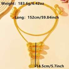 Gold Waist Belt With Arabic Coin Pendant, Luxury Bridal Accessory For Middle Eastern Wedding & Festival,Summer,Beach - Gold - View 6