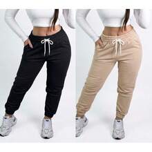 Kit Of 2 Women's Sweatpants - Fashionable Winter Pants - - 黑色和米色運動褲兩件套 - 查看 1