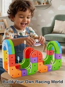 32/48/88pcs Flexible Racing Track Set With Electric Train And Traffic Signs, DIY Children Track Set Toy, Suitable For 3-8 Years Old Boys And Girls, Birthday Party Gift - Railcar - View 11