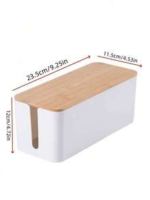 1pc Large Wooden Grain Style Cable Storage Box With Lid, Wooden Grain Cable Management Box, Charging Cable Organizer And Wire Organizer, Desktop Power Cord Management, Power And Charging Cable Storage Box With Cover - Organize Cables, Wires And Various Cords - Space-Saving Desktop Outlet Management, Suitable For Kitchen, Living Room, Bedroom, Office And Dining Room - Multicolor - View 15