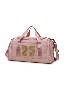 1pc Fitness Bag, Multi-Pocket Letter Pattern Nylon High Capacity Gym Workout Bag, Travel Bag - A - View 3