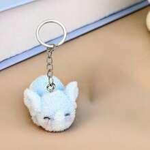 1-4pcs Cute Light Blue Flocked Elephant Keychain, Mini Flocked Animal Bag Pendant, Adorable Keyring Accessory, Suitable For Backpacks, Handbags And Gifts, Perfect As Small Presents For Mom, Couple, Friends On Holidays And Gatherings Gifts For Mother, Father, Graduation, And Teacher - Multicolor - View 9