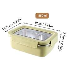 Kotak Bento Stainless Steel 304 untuk Dewasa, Wadah Makan Siang Aman untuk Microwave dengan Tutup, Kotak Makan Siang Logam Anti Bocor untuk Sekolah, Wadah Penyimpanan Makanan Terbagi untuk Persiapan Makanan, Wadah Camilan untuk Perjalanan dan Makan Siang - MultiWarna - View 16