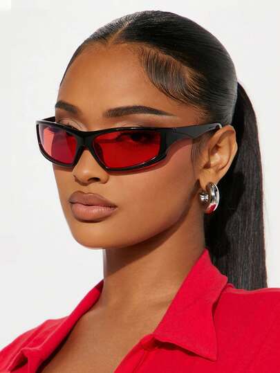 1 Pair Women's Wrap-Around Fashionable Y2K Glasses, Versatile For Casual, Outdoor, Cycling, Suitable For Daily, Outdoor Sports, Beach Vacation, Travel, Back To School