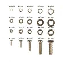 Bộ dụng cụ 320 chi tiết bằng thép không gỉ gồm ốc vít, đai ốc và vòng đệm, cỡ M2, M2.5, M3, M4, M5, kèm hộp đựng, thích hợp cho việc tự sửa chữa nhà cửa. - 320 chiếc - Xem 5