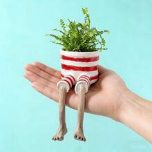 树脂花盆，可爱多肉植物花盆，小型树脂花盆，适合室内外使用，卡通服装设计，非常适合手工制作、园艺礼品、家居装饰，送给植物爱好者的礼物 - A - 查看 15