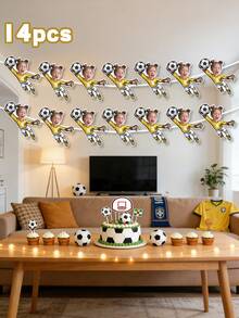 7/14/21pcs Custom Photo Soccer Player Garland – Personalized Kids Soccer Face Banner With Custom Photo & Jersey Color | Fun Sports, Back To School - Multicolor - View 15
