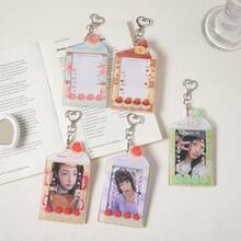 1 chiếc ví đựng thẻ trong suốt họa tiết trái cây hoạt hình tối giản thời trang dành cho nữ sinh mùa hè, kiểu Y2Y, ví đựng thẻ cứng 3 inch dùng để trưng bày thẻ. - Hình chữ nhật - Xem 1