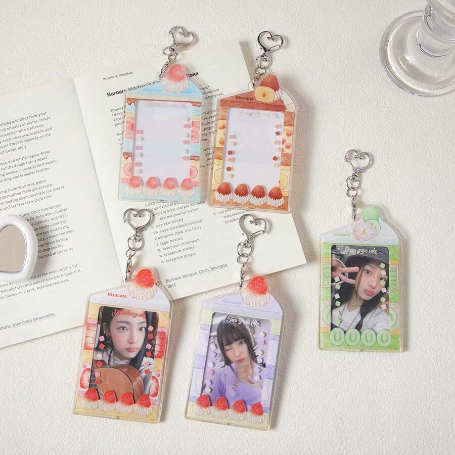 1 chiếc ví đựng thẻ trong suốt họa tiết trái cây hoạt hình tối giản thời trang dành cho nữ sinh mùa hè, kiểu Y2Y, ví đựng thẻ cứng 3 inch dùng để trưng bày thẻ. - Hình chữ nhật - Xem 1