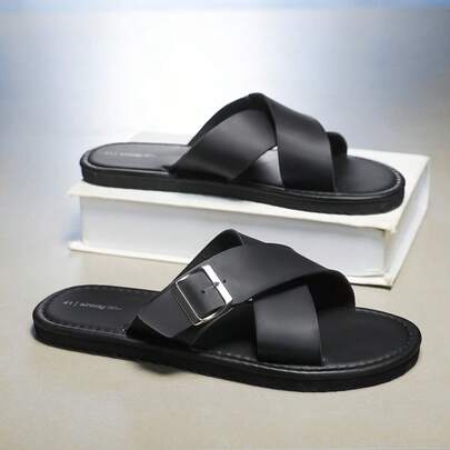 新款夏季男士平底拖鞋，休闲舒适轻便室内外沙滩凉鞋