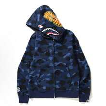 A Bathing Ape (BAPE) Men's Shark Full-Zip Hoodie – Iconic Camo Series, Multi-Color Options Available - 藏蓝色 - 查看 2