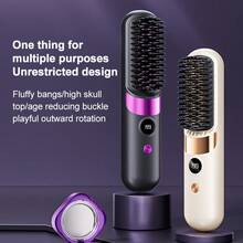 畅销迷你无线直发梳，4档温度设置（140-199°C），3600mAh大容量电池，持久耐用，便携旅行，迷你充电，慵懒造型工具 - 彩色 - 查看 11