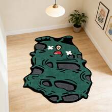 1pc Soft Faux Wool Area Rug, Featuring Unique Cartoon Character Design, Suitable For Cozy Bedroom, Sofa Or Home Decor. This Rug Can Serve As A Sofa Accessory, Living Room Rug Or Lively Room Accent, Hand Wash Only. Its Soft, Fluffy Texture And Vibrant Colors Add A Warm And Comfortable Ambiance To Your Home. - Dark Green - View 3
