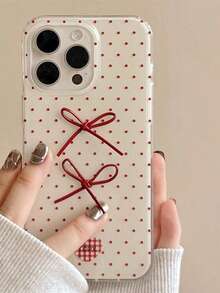 1 chiếc ốp lưng điện thoại cao cấp thời trang kiểu Hàn Quốc màu đỏ chấm bi kẻ caro hình trái tim và nơ, tương thích với iPhone 17 Pro Max, 16 Pro Max, 15 Pro Max, 14 Pro Max, 13 Pro, 13 Pro Max, 12 Pro Max, thiết kế tối giản và đa năng. - Nhiều màu - Xem 3