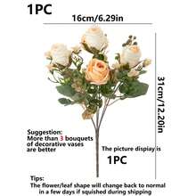 1/3/80支仿真牡丹镂空刺绣花束，人造玫瑰，适合春秋季装饰、婚礼花瓶、家居、餐厅、卧室、厨房、浴室装饰、母亲节礼物、节日生日派对用品、户外花园装饰、家居装饰 - 橘色 - 查看 3