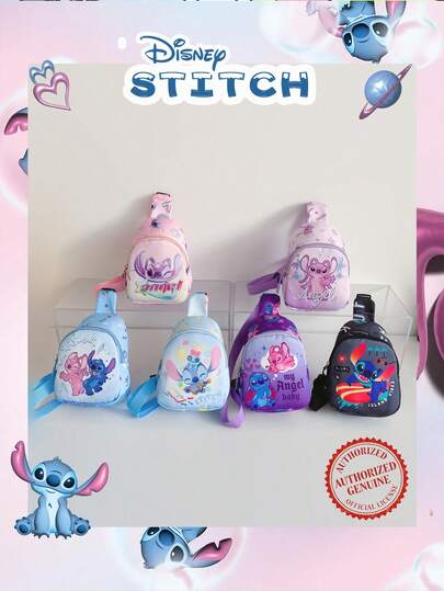 Disney 1 pieza Bolsa de cintura de moda con diseño de dibujos animados, bolsa infantil de Stitch, bolsa de pecho linda, bolsa bandolera para deportes al aire libre, bolsa de juguetes para niños, monedero pequeño, bolsa de almacenamiento multiusos