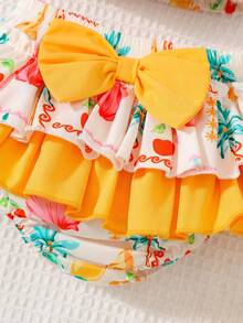 3pcs/Set Baby/Baby GirlCasual Cute Plaid Print Camisole, Tube Top And Panties Set With Hat - Multicolor - View 5
