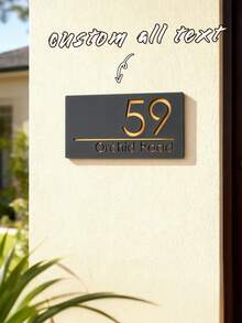 A4 Size Luxury British House Wall Decor Plaque | Contemporary Style House Number Sign | Matte White And Copper Mirror Finish - Multicolor - View 2