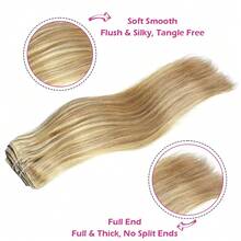 Clip In Hair Extensions Remy Human Hair Hair Extensions P8/613 Color Clip Ins Natural Human Hair 14-26 Inches 120G 8Pcs Clip Ins - S8/613 - View 9