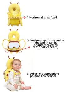 1个婴儿爬行头部保护枕，柔软透气可调节防摔背包垫，聚酯纤维材质，适合6-36个月的婴儿 - 彩色 - 查看 10