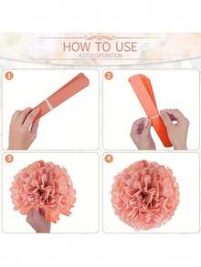 10Pcs Dusty Rose Paper Pom Poms Decorations - 6in & 9.8in Tissue Paper Flowers For Wedding, Baby Shower & Birthday Party Hanging Decor - A - View 5