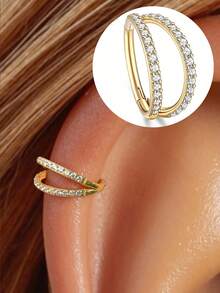 1个光滑双层鼻环，不锈钢材质，男女皆宜，女士可佩戴，铰链式耳环，适合耳骨、耳垂、鼻中隔佩戴。金色耳环。可作耳环/唇环/鼻环佩戴。轻盈低敏，适合女性佩戴。 - 金黃色 - 查看 10