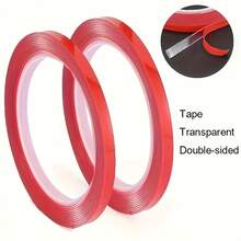 1PC Clear Double-Sided Adhesive Tape, Strong Sticky Removable Mounting Tape For Nail Art Tips, Balloon Decorations, Furniture Fixing, Waterproof Traceless Multipurpose Household Tape - 1 Red and White - View 5